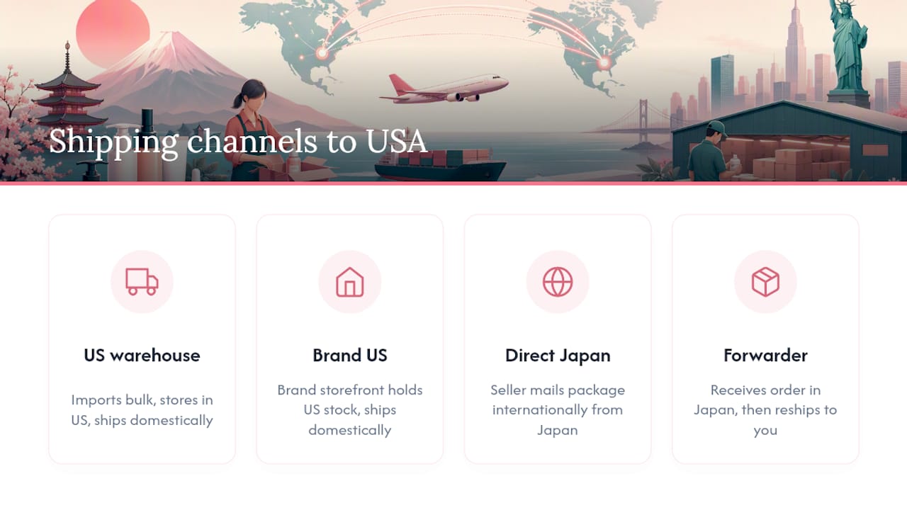 Four Japanese skincare shipping channels