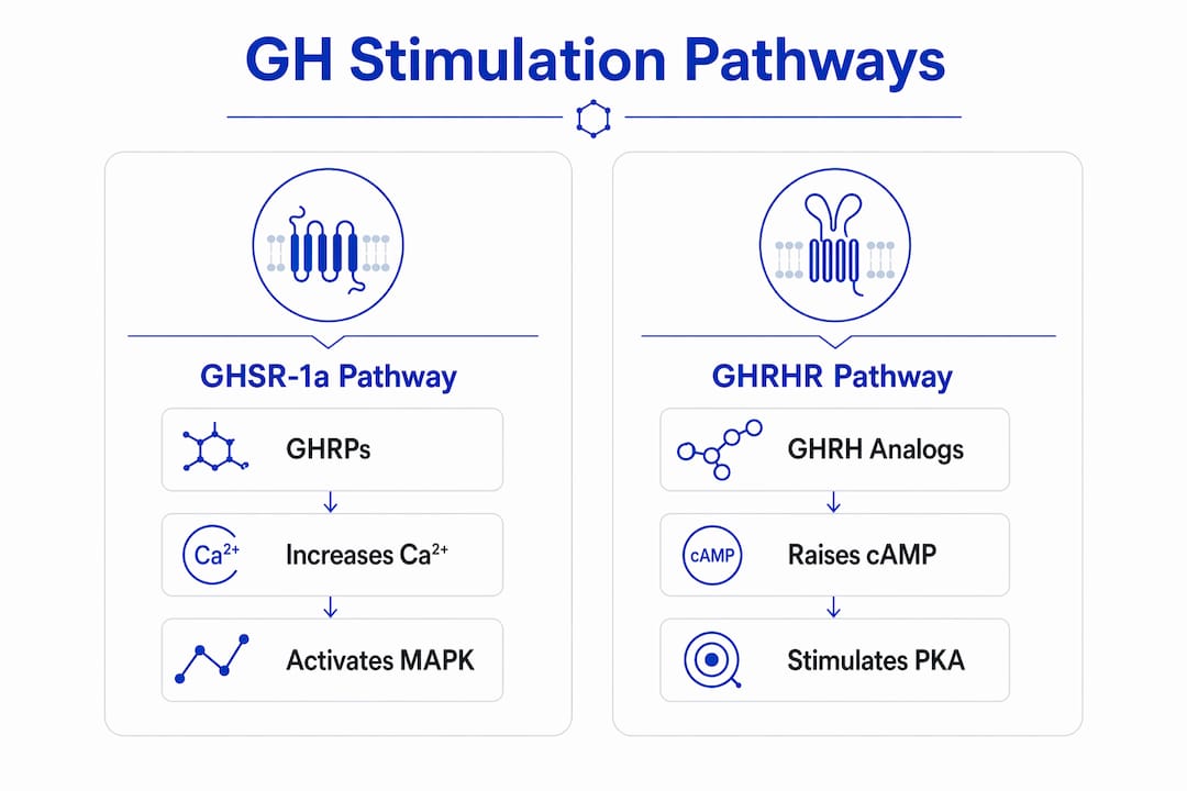 Infographic comparing GH stimulation pathways