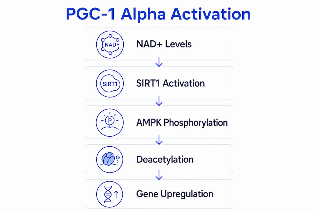 Infographic showing PGC-1 alpha activation steps