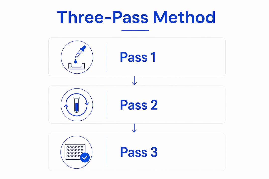 Infographic illustrating three-pass paper review steps