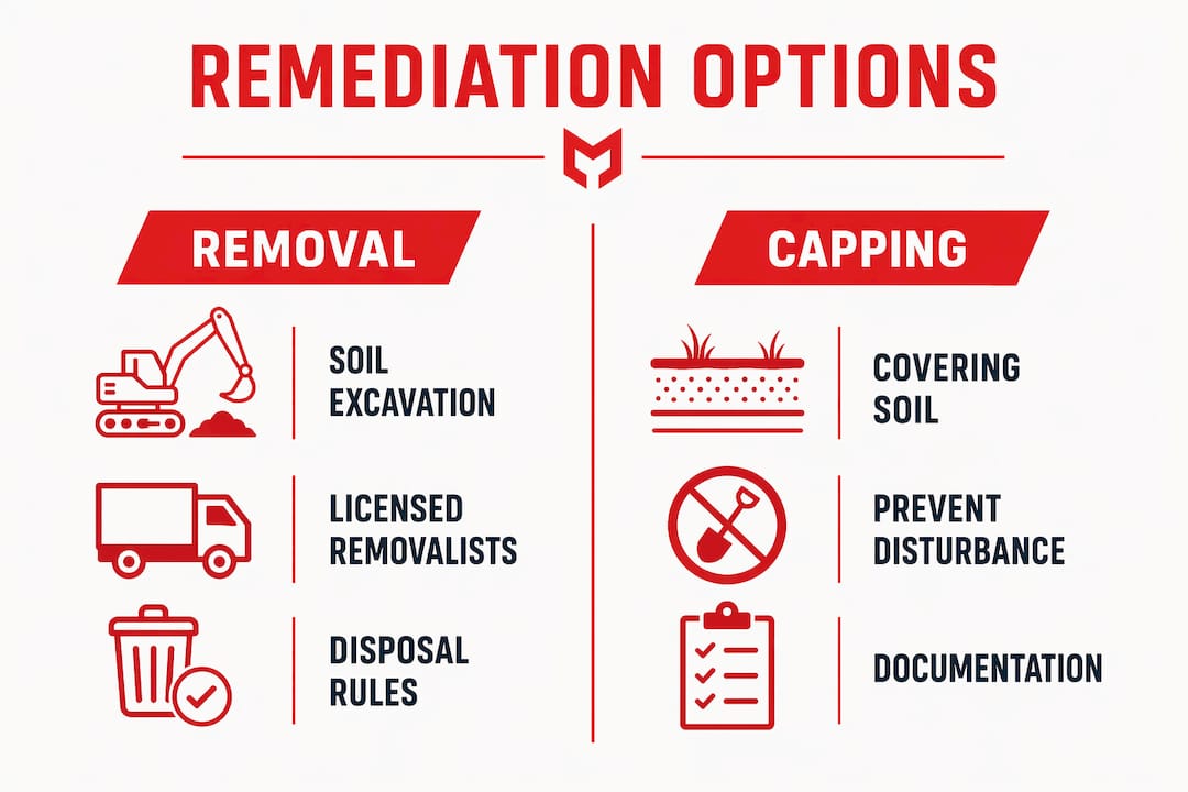 Infographic comparing asbestos soil removal and capping methods