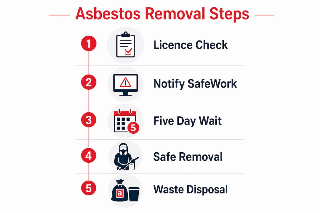 Infographic outlining steps for asbestos removal compliance