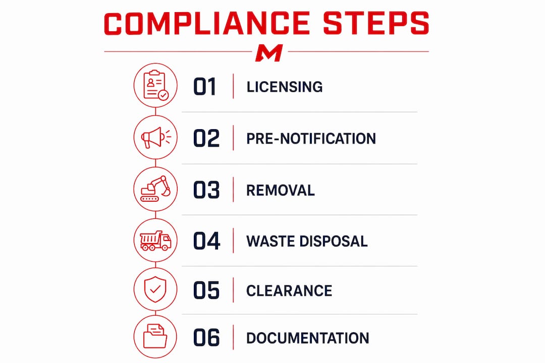 Infographic detailing asbestos removal compliance steps