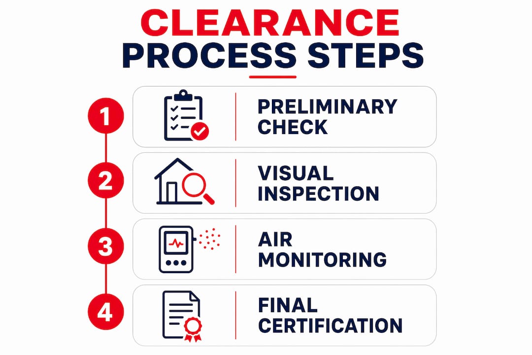 Infographic illustrating asbestos clearance process steps