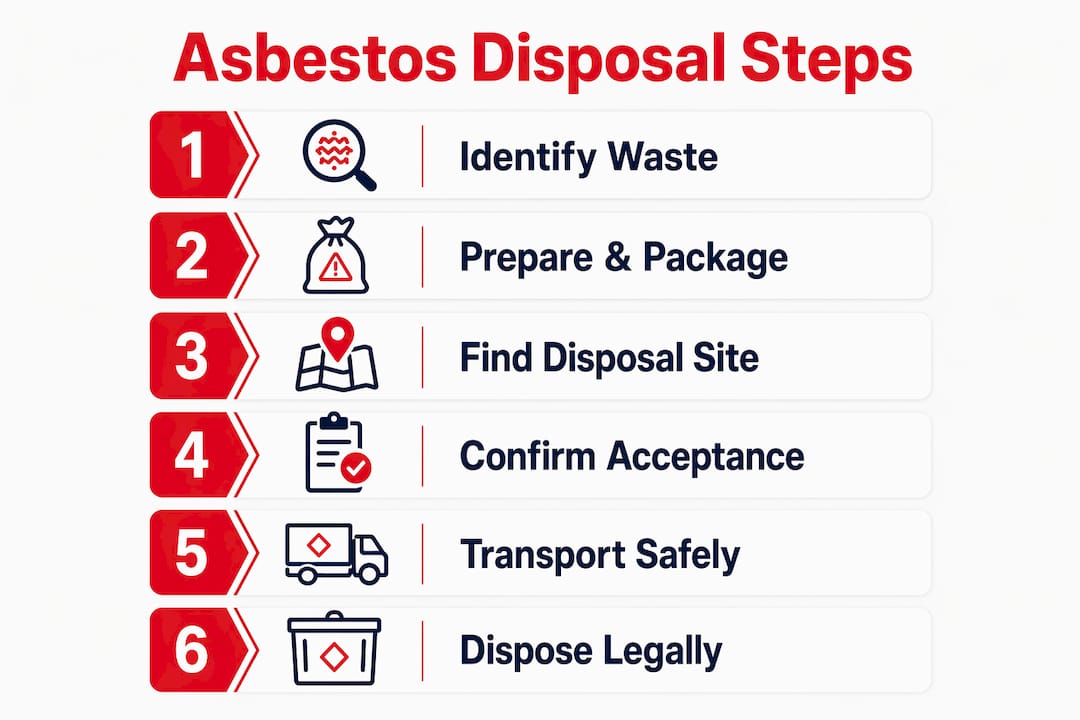 Infographic outlining asbestos disposal steps legally