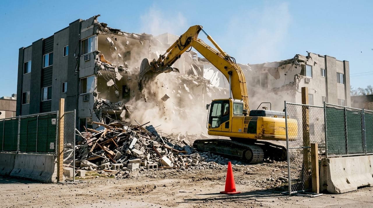 Site with full demolition in progress