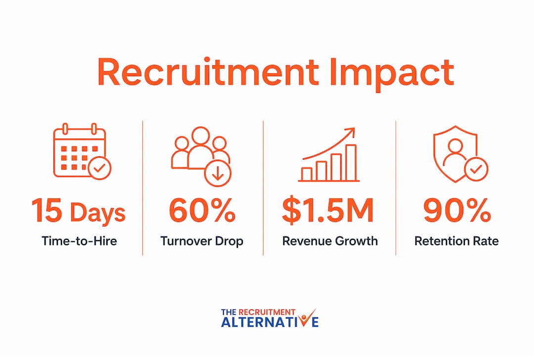 Infographic showing recruitment impact metrics relevant to business growth