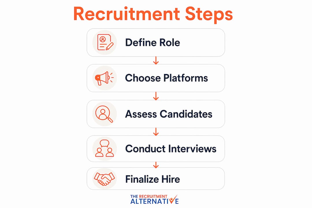 Infographic showing step-by-step tech recruitment process