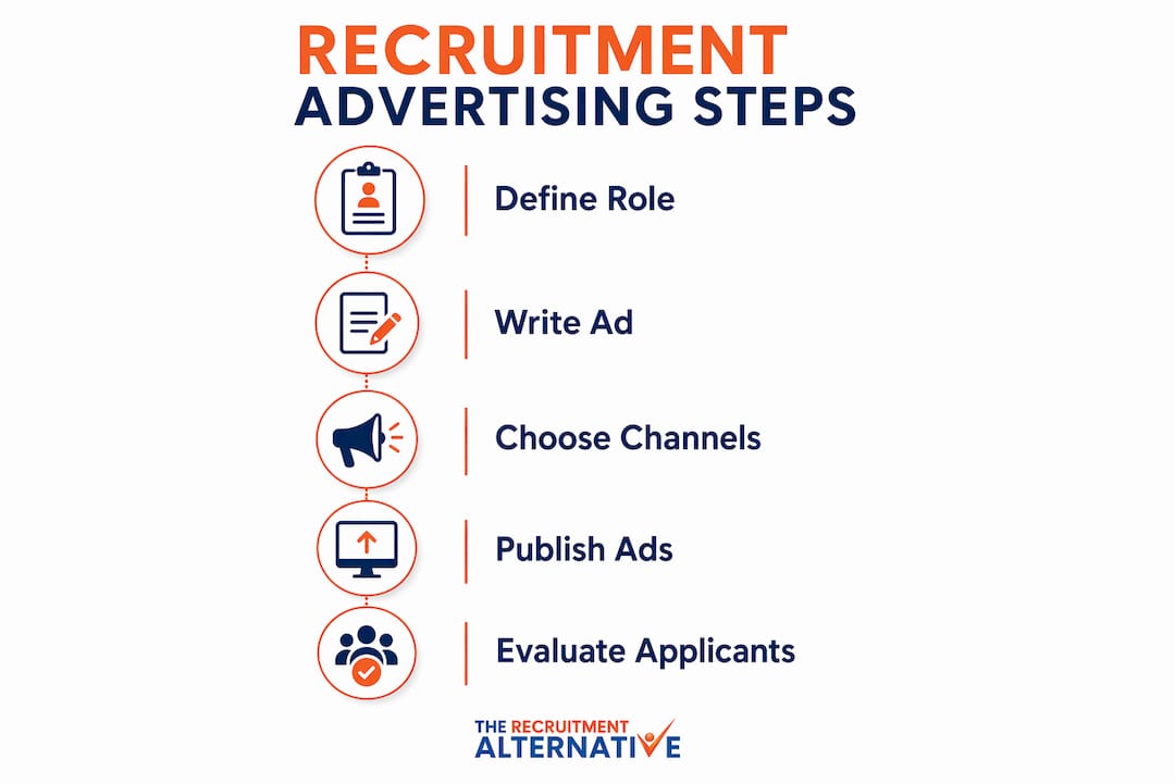 Infographic showing recruitment advertising process steps