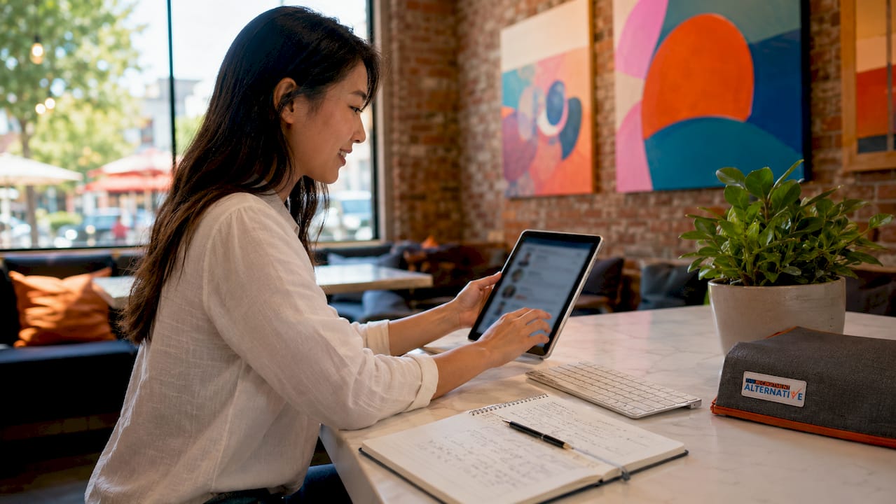 Recruiter using tablet to improve hiring process