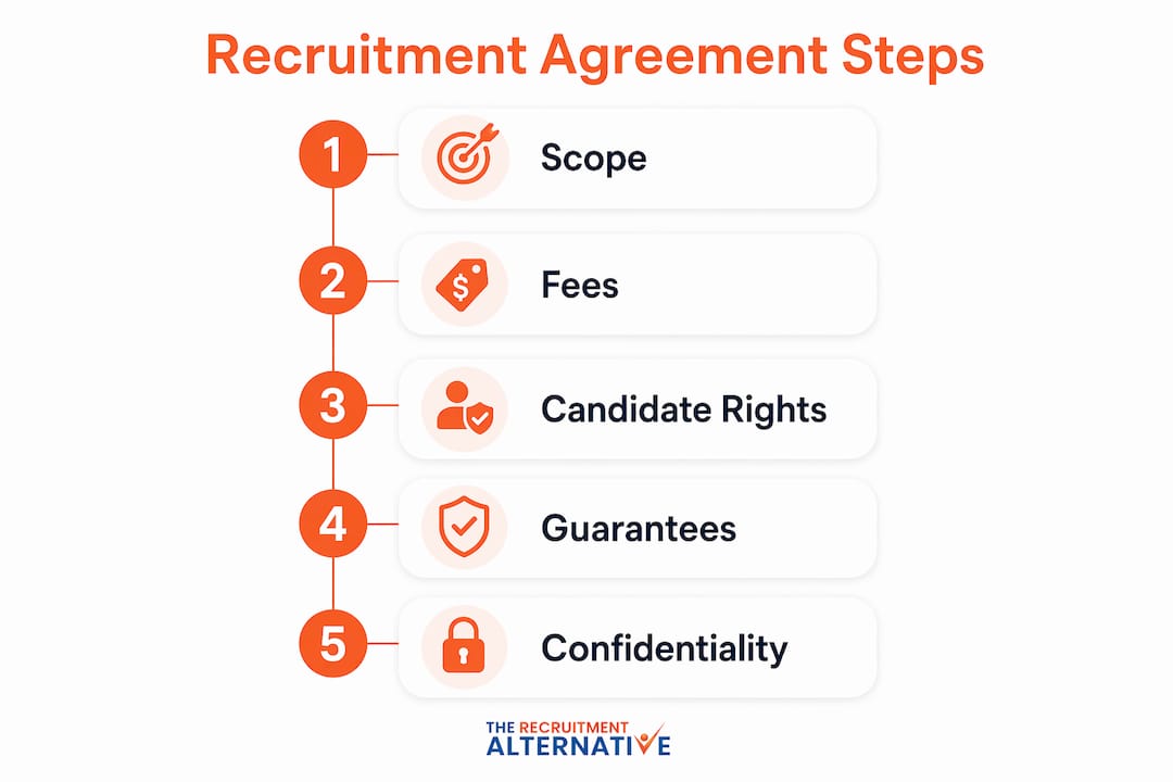 Infographic detailing recruitment agreement steps