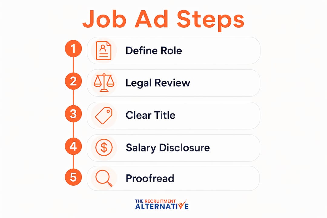 Infographic illustrating step-by-step job ad creation process in Australia