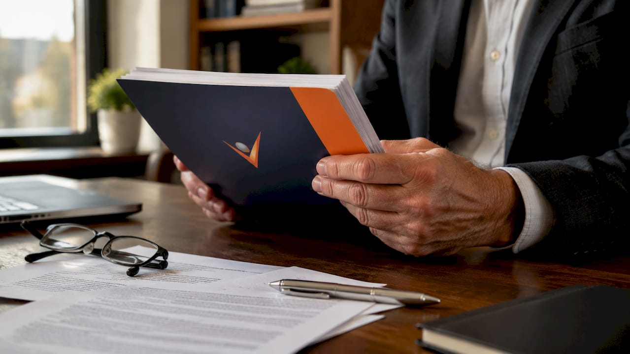Hands holding legal employment contract documents