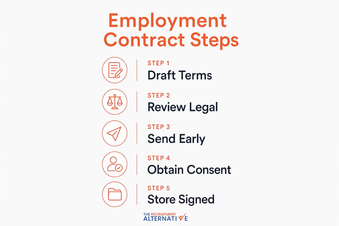 Infographic outlining employment contract drafting steps