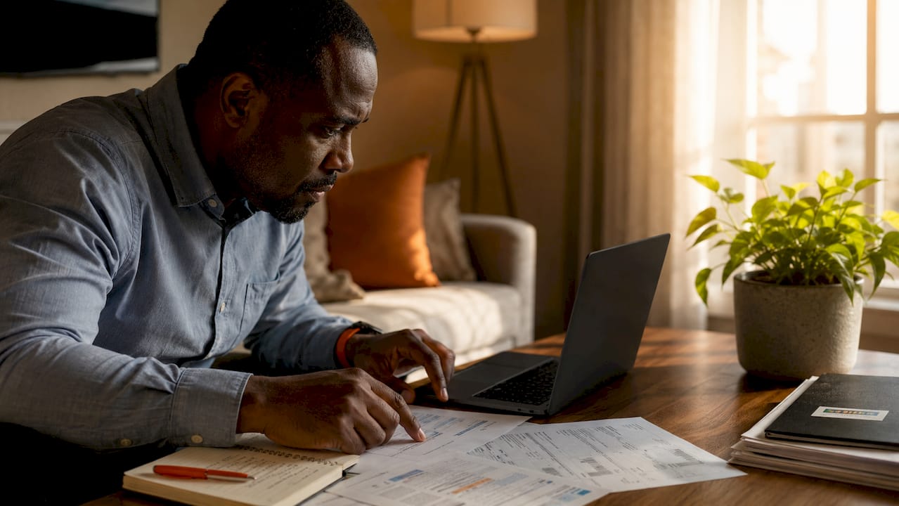 Man reviewing recruitment agency invoices