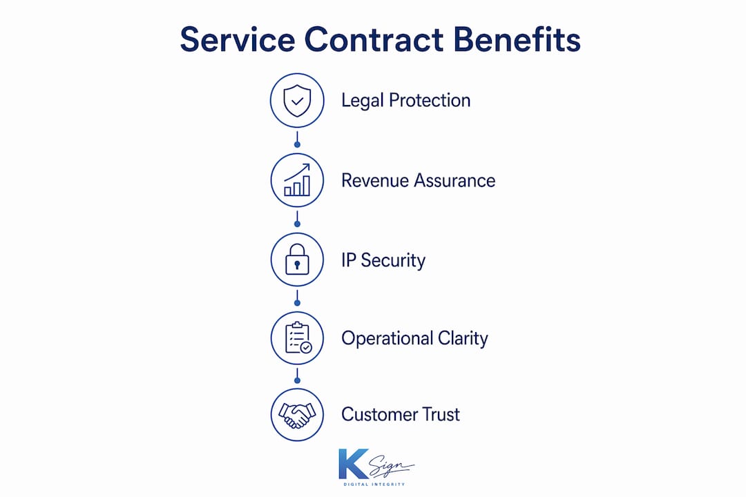 Infographic showing key benefits of SaaS service contracts