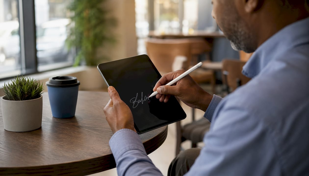 Driver capturing digital signature on smartphone