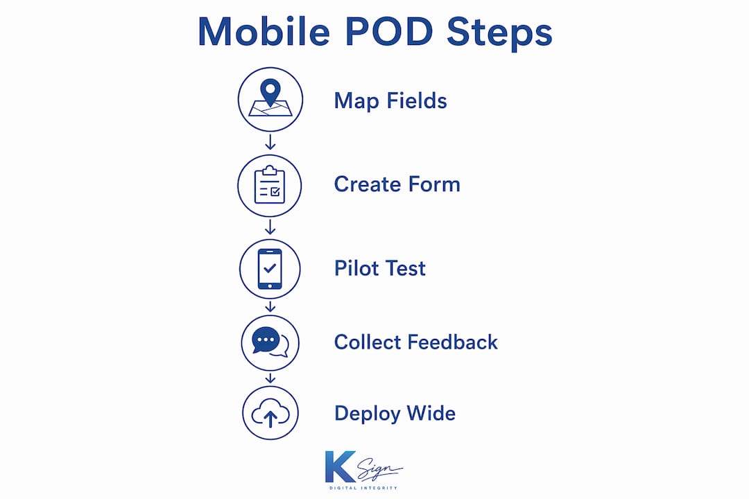 Infographic outlining mobile POD form steps