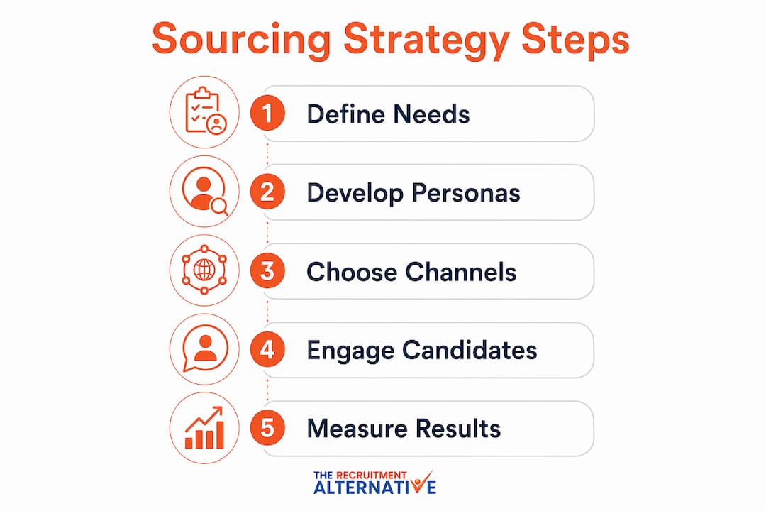 Infographic outlining five key sourcing strategy steps