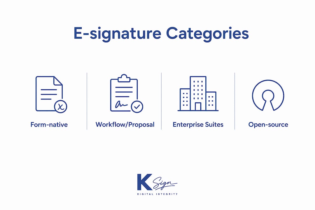 Infographic comparing e-signature platform categories