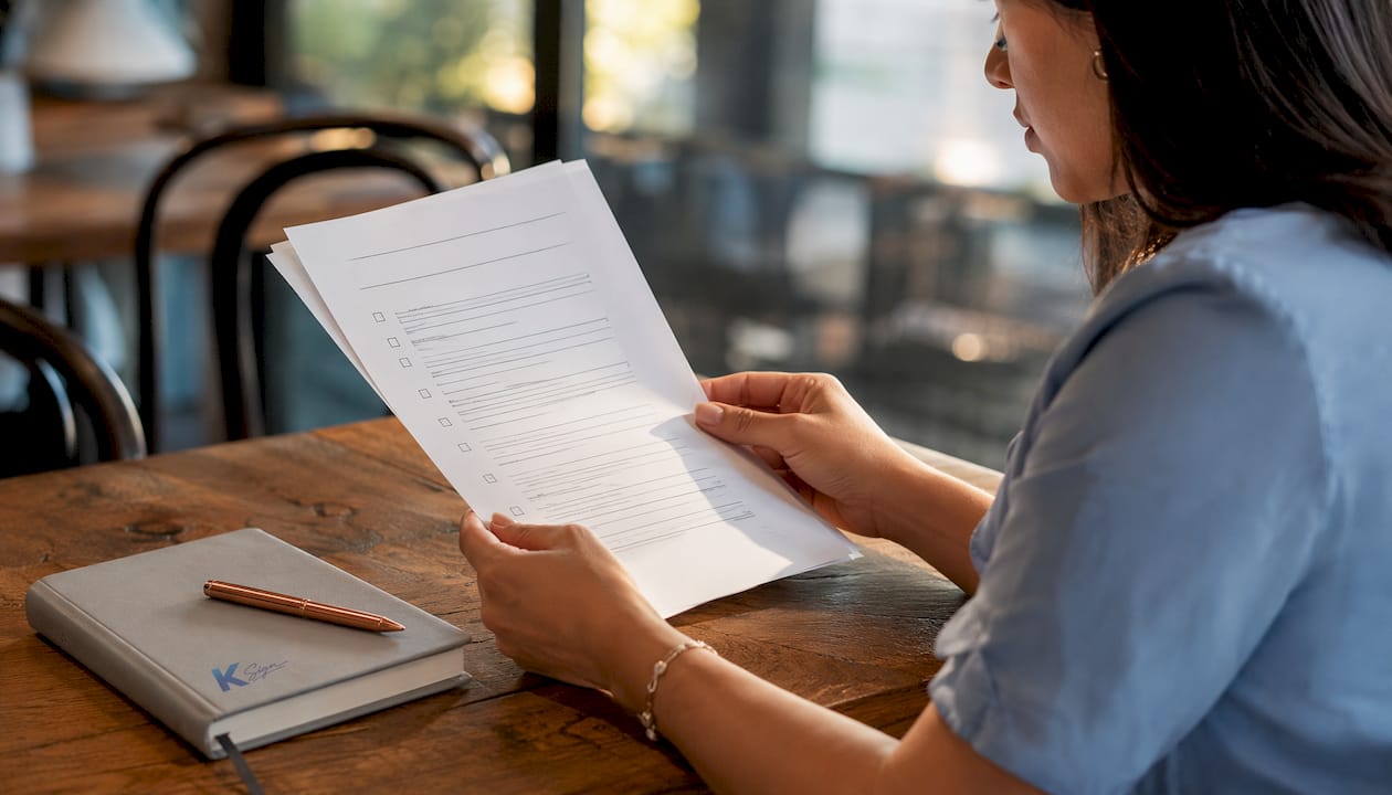 Hands holding labour hire agreement checklist attachment