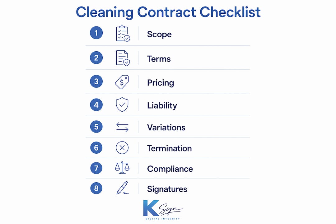 Infographic showing cleaning contract checklist steps