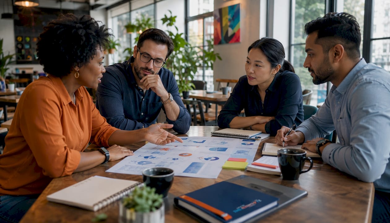 HR professionals collaborating on recruitment steps