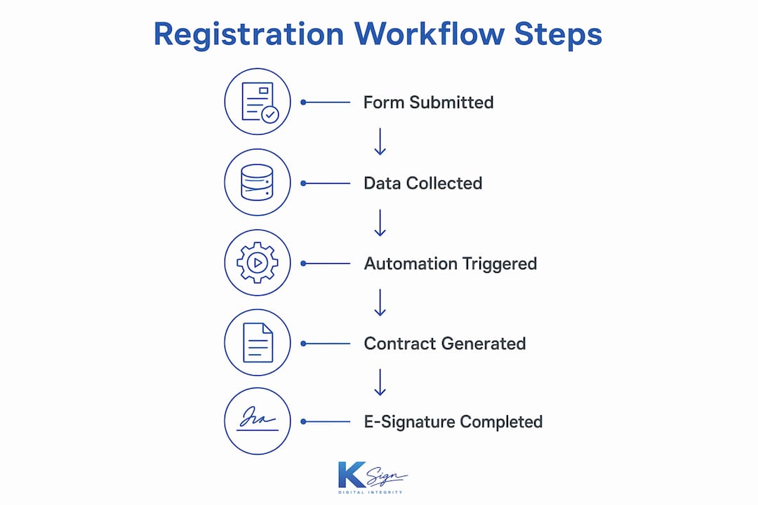 Infographic showing digital registration workflow steps
