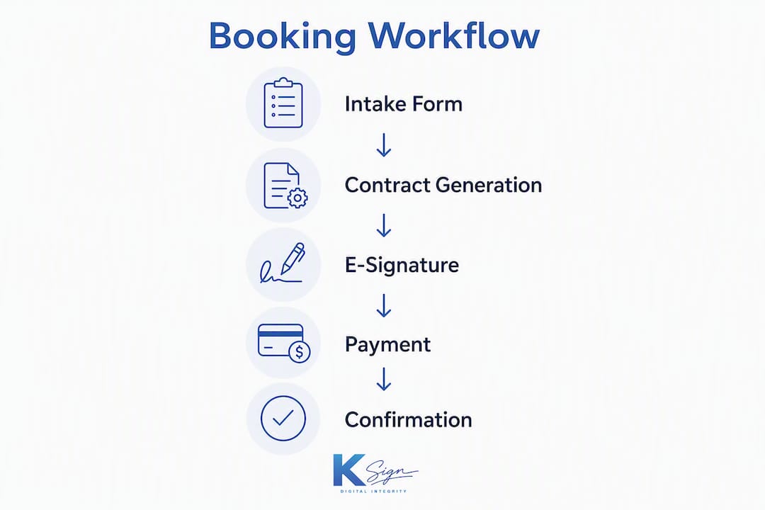 Infographic showing booking workflow steps