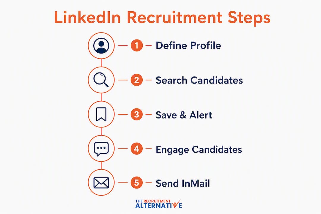 Infographic showing LinkedIn recruitment steps