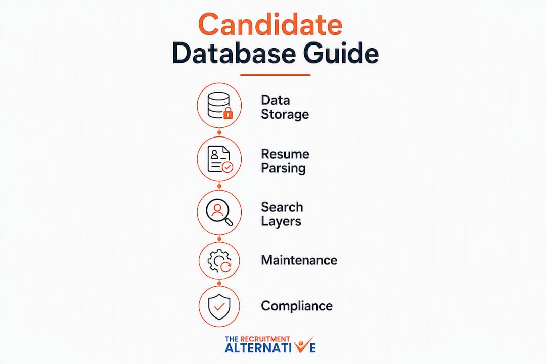 Infographic showing candidate database guide with key steps