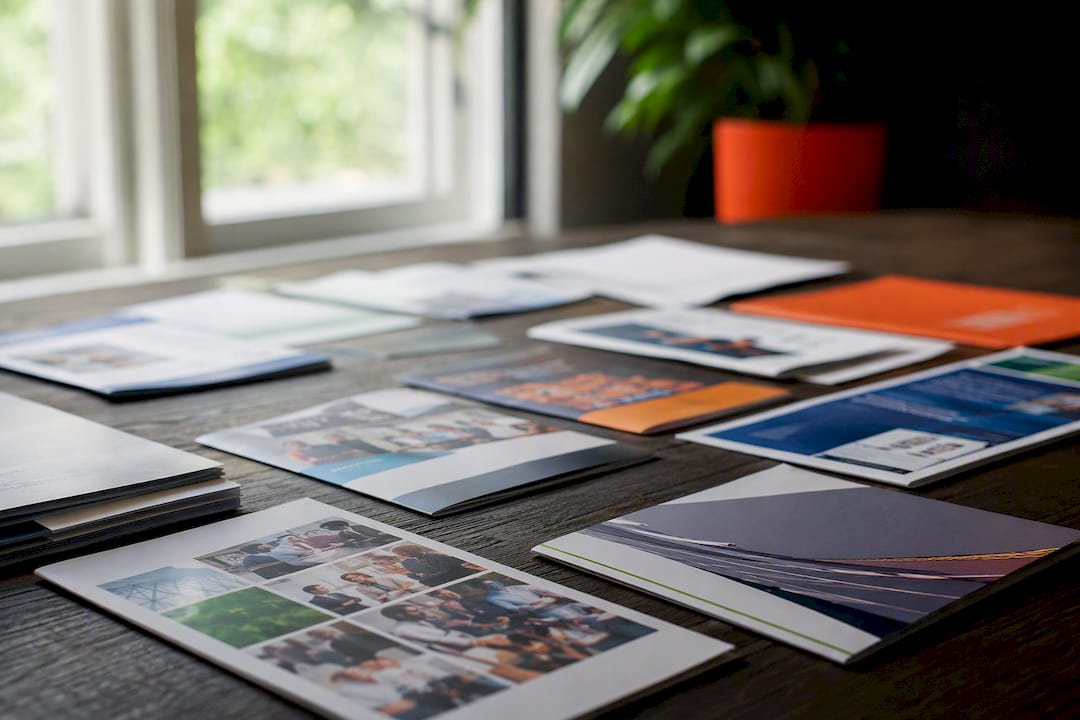Diverse sourcing brochures on table