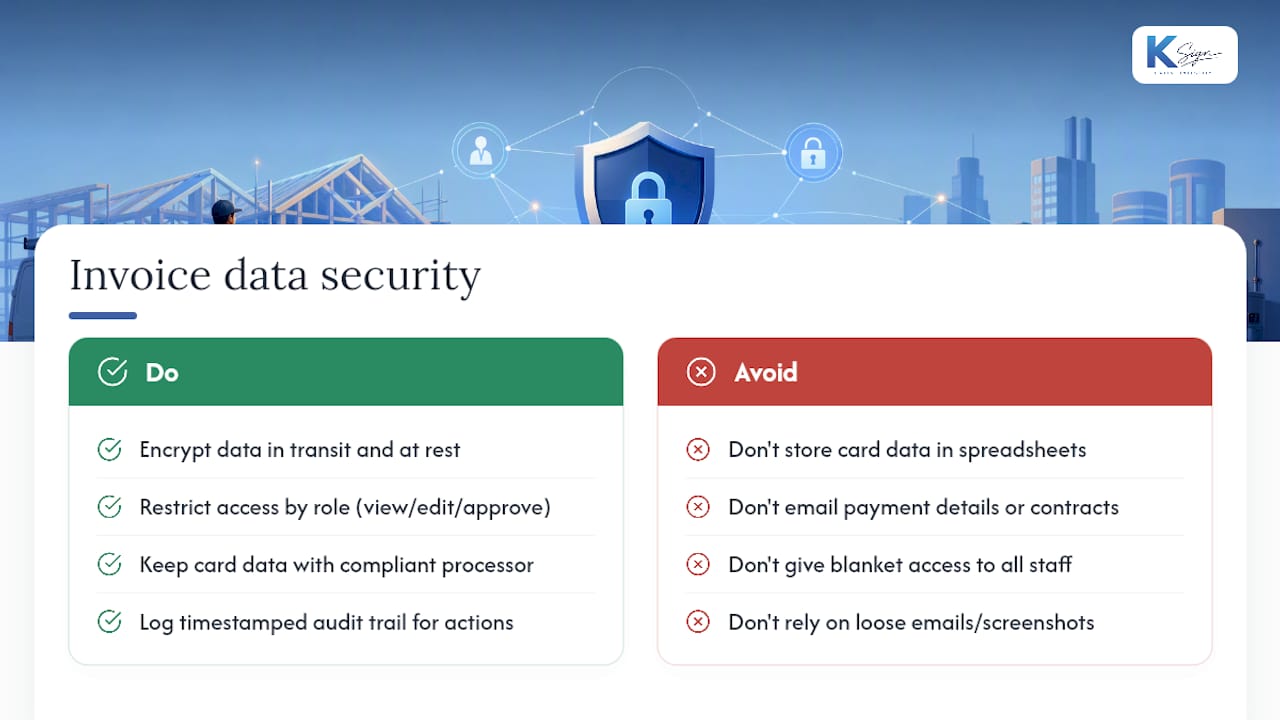 What security measures protect invoice data during approval? — overview diagram