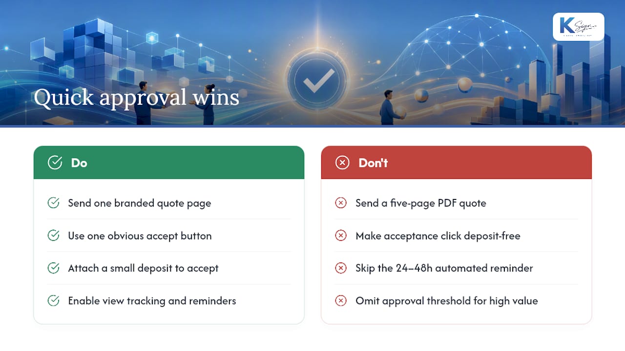 Quick wins to speed up your approvals this week — overview diagram