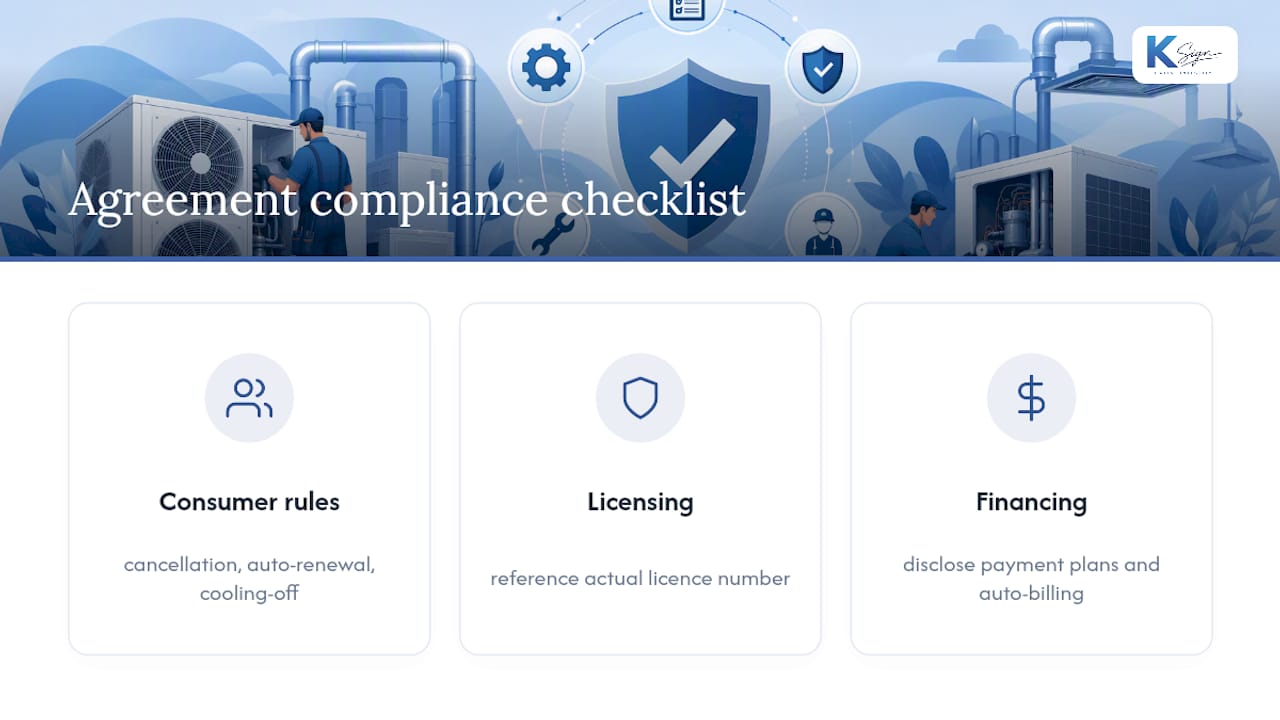 Three HVAC agreement compliance checks
