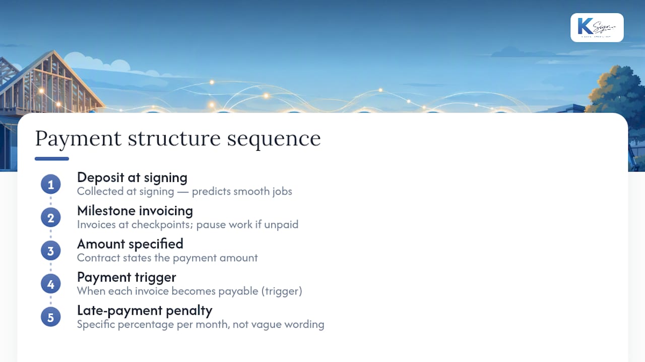 Contract payment terms and milestones
