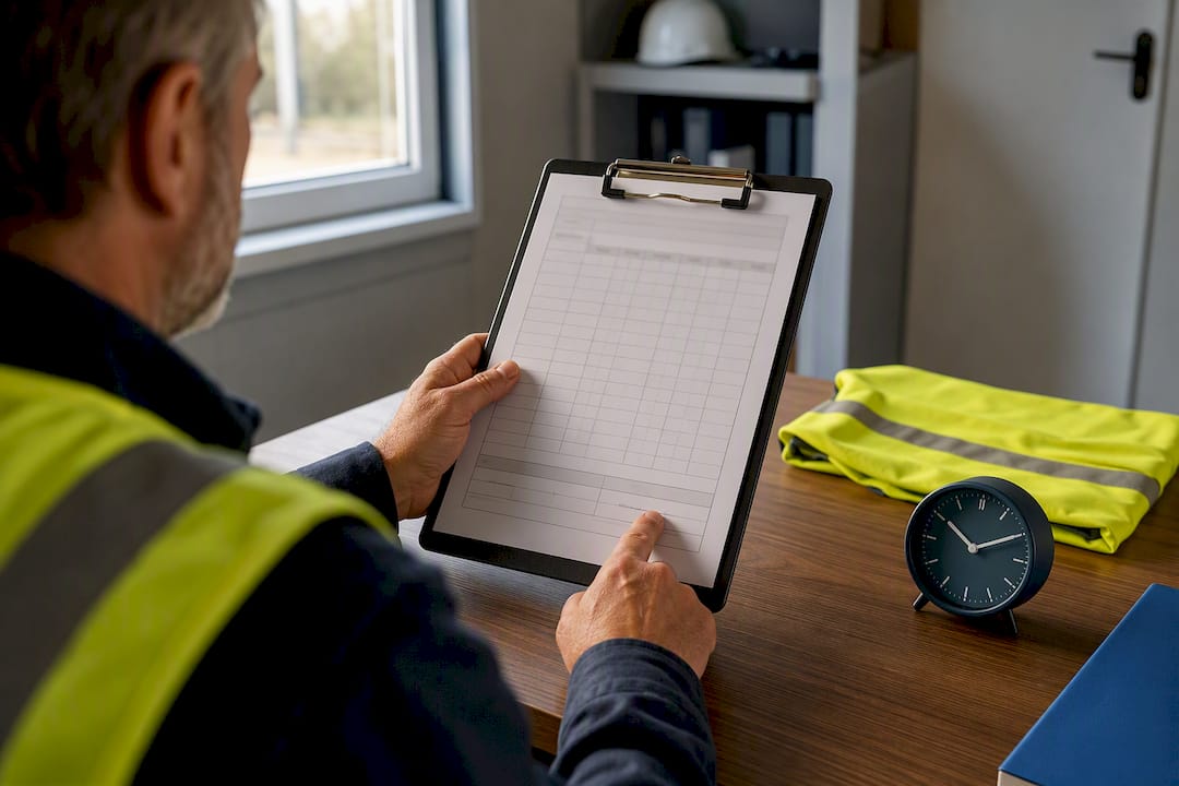 Supervisor verifying a weekly timesheet