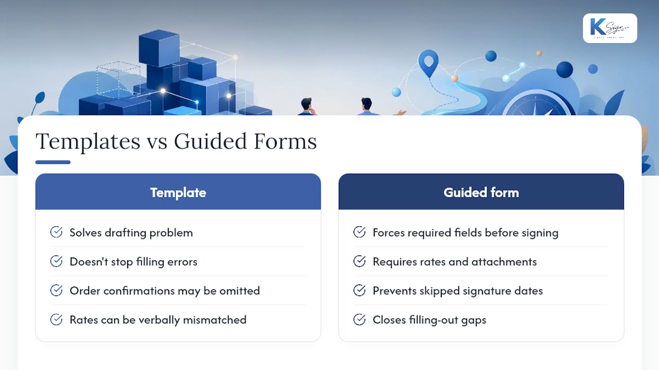 Why guided templates and a form first workflow cut real risk — overview diagram