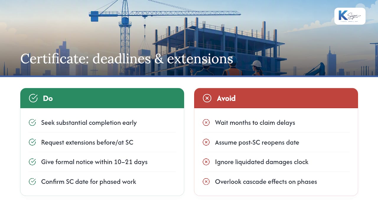 How does the certificate affect deadlines and time extensions? — overview diagram