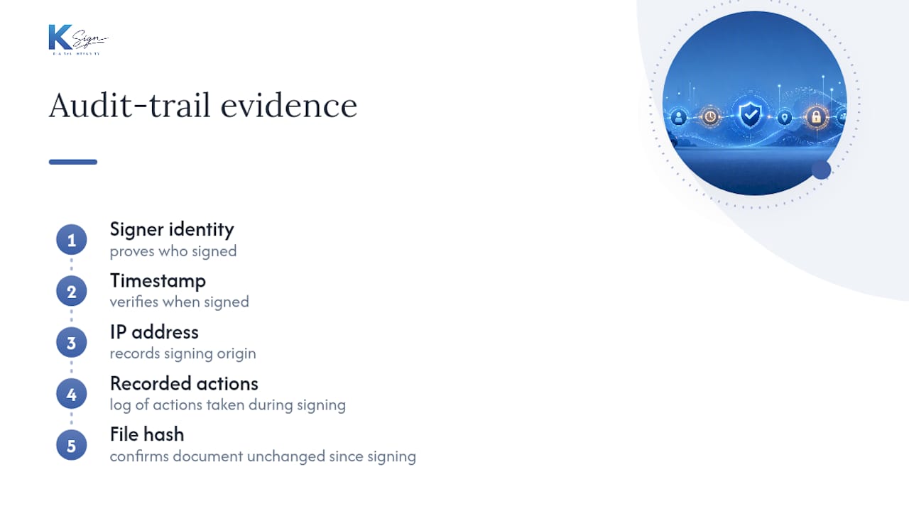Five elements of an e-signature audit trail