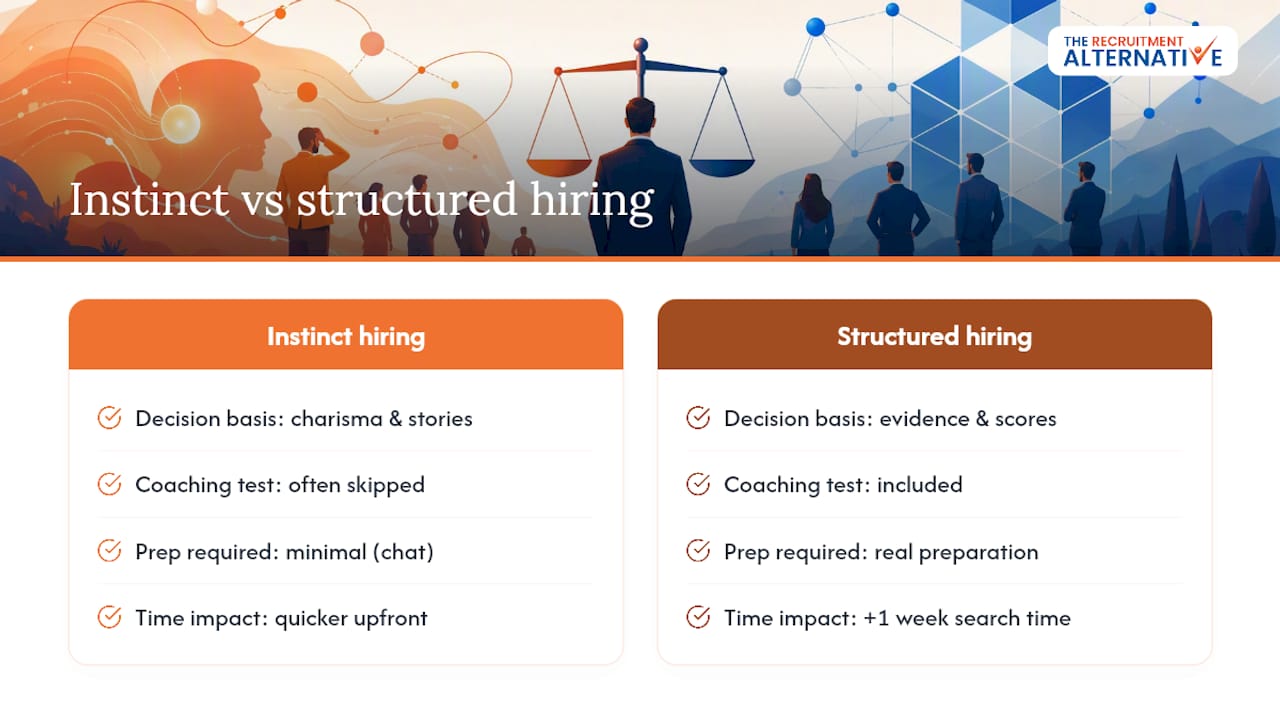 Why structure beats instinct in sales leadership hiring — overview diagram
