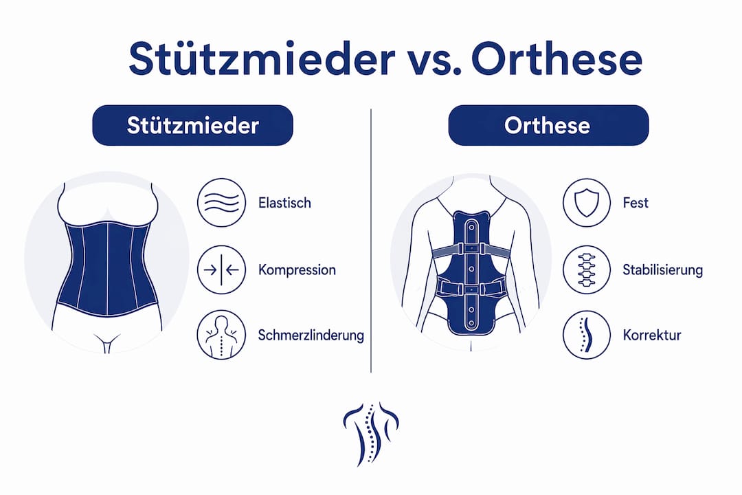 Infografik: Stützmieder und Orthese im direkten Vergleich