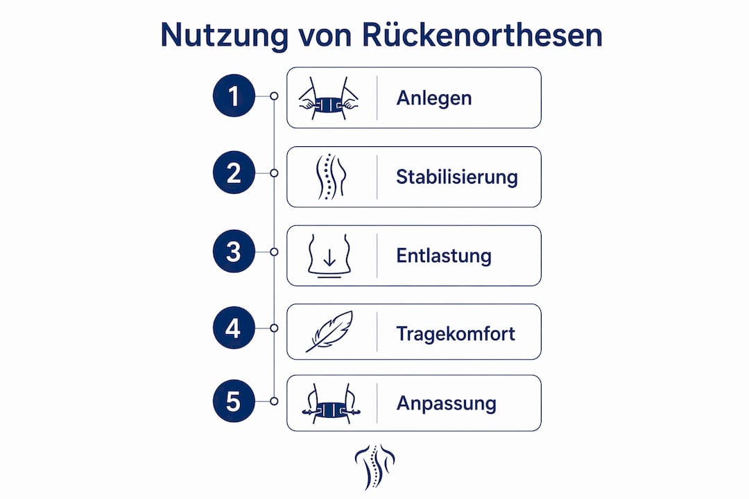 Grafik: Anwendung und Nutzen von Rückenbandagen im Überblick