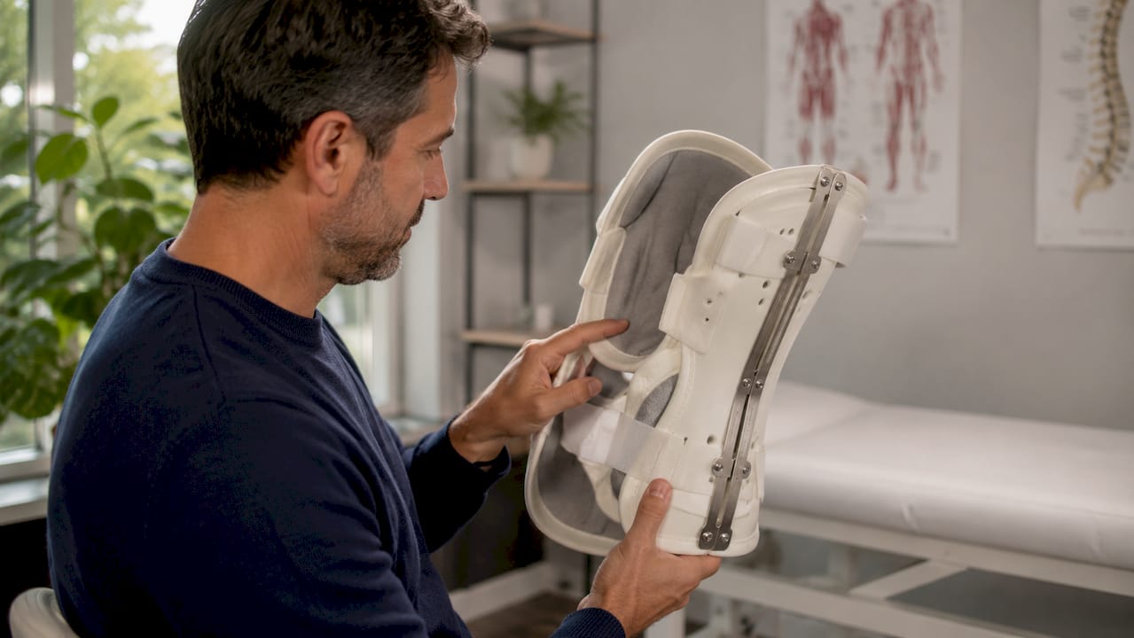 Detailansicht eines festen orthopädischen Korsetts