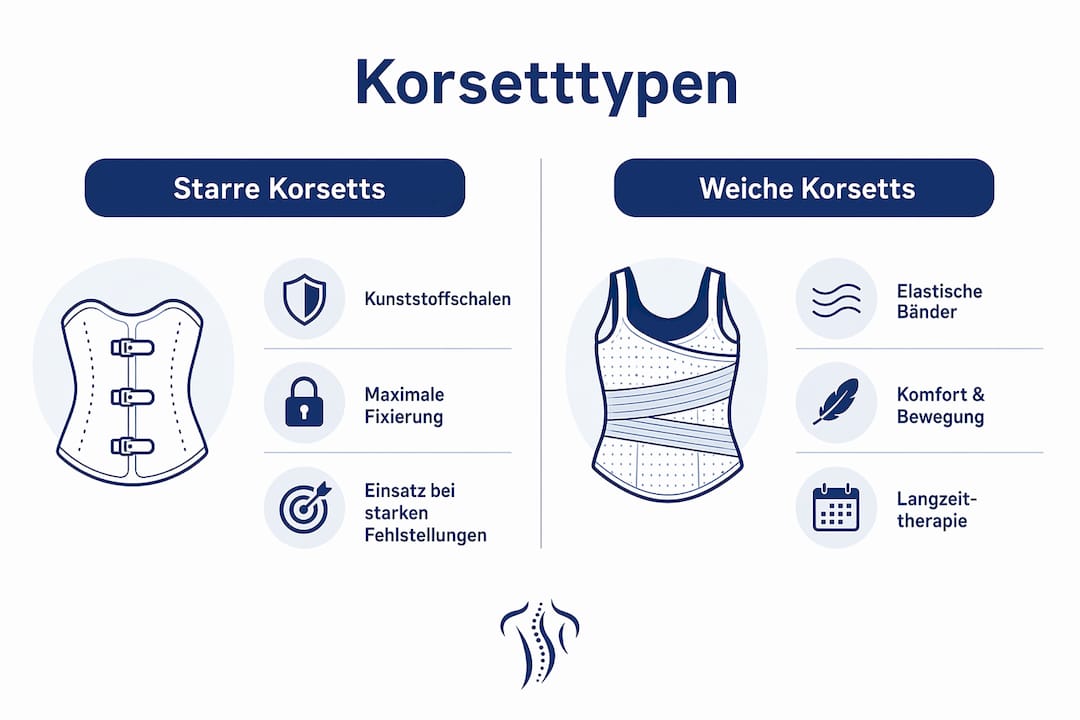 Infografik: Starre versus flexible Rückenorthesen im direkten Vergleich