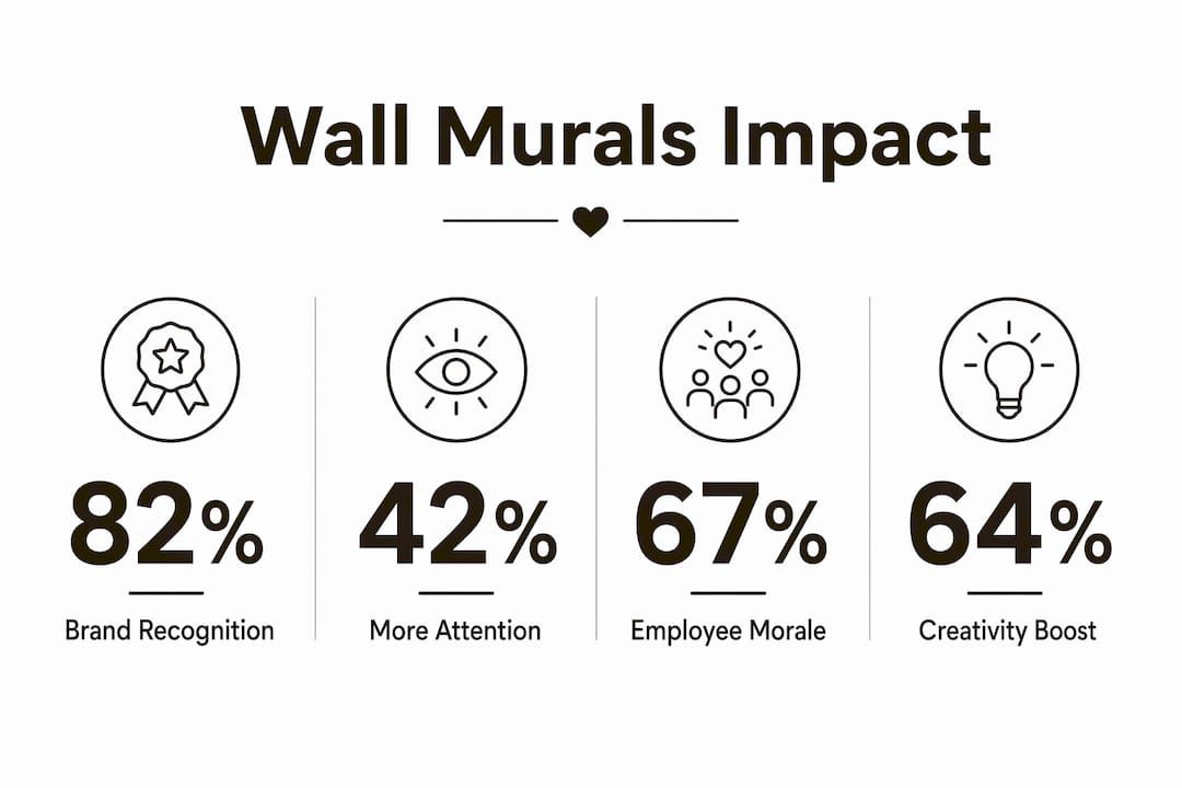 Infographic showing statistics about wall mural impact on brand and engagement