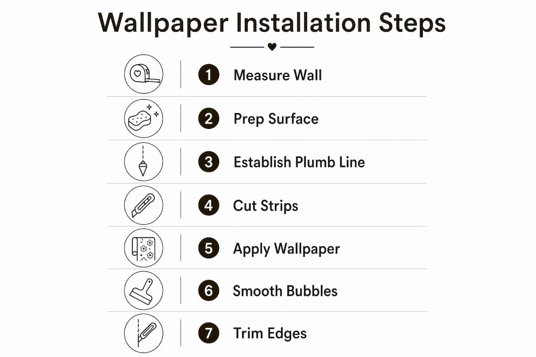 Infographic showing wallpaper installation steps