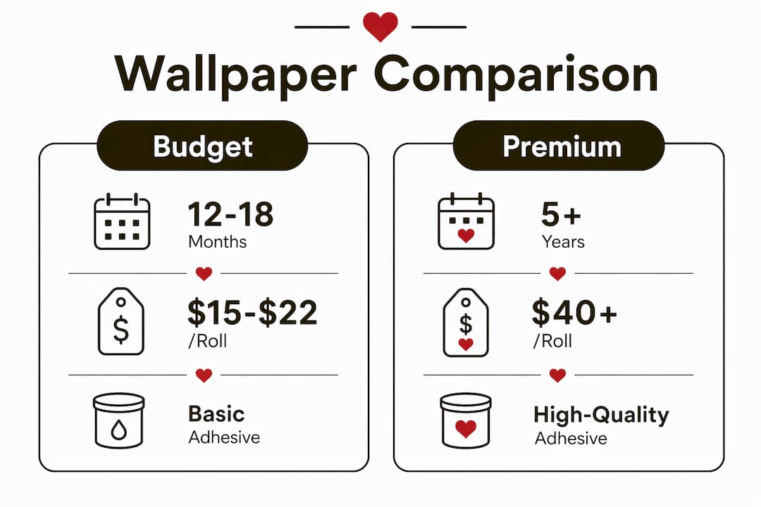 Infographic comparing budget and premium removable wallpaper