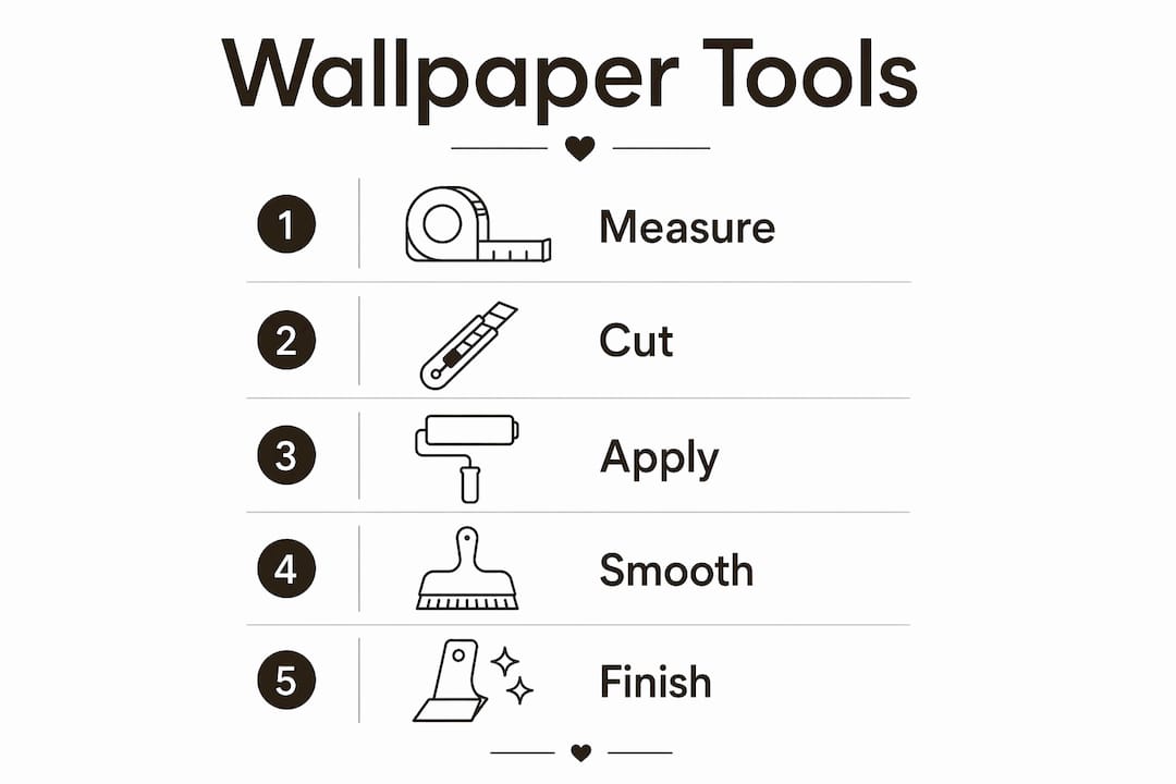 Infographic showing wallpaper installation tool categories