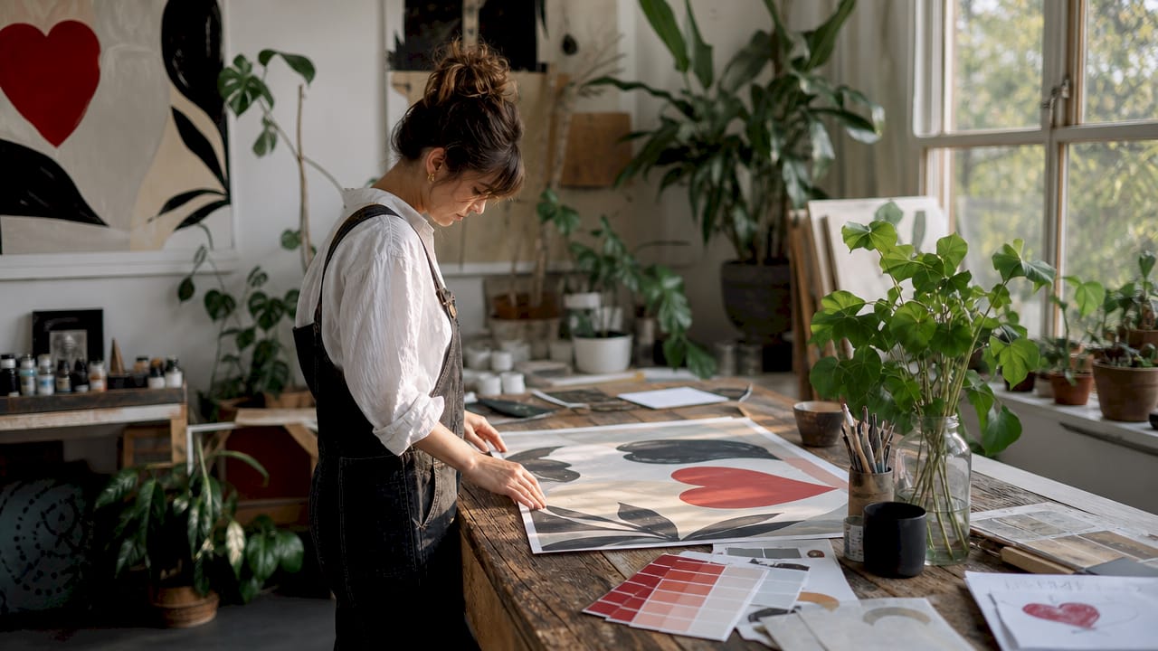 Designer preparing high-res mural artwork
